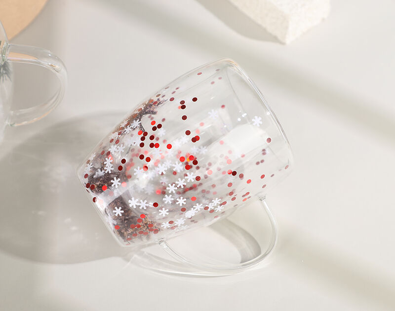 Decorative high borosilicate double wall glass cup for hot& cold drinks