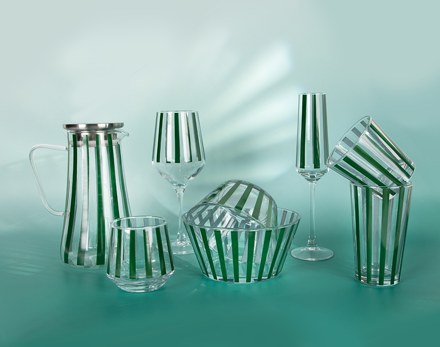 Factory Wholesale Price Stripe Line Customization Water Jar Set