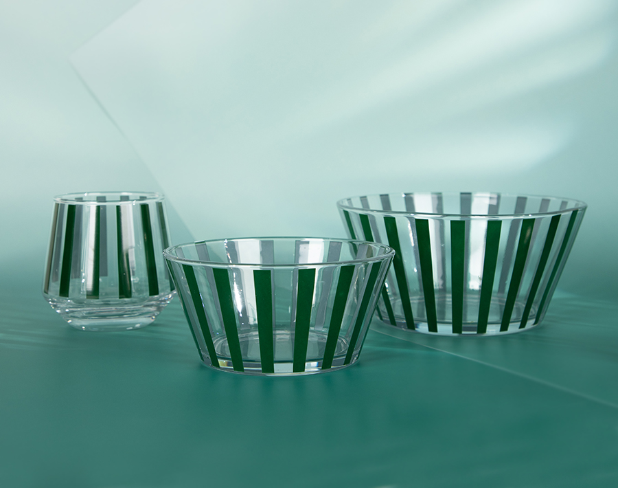 New Lemon Collection Factory Price Glass Bowl Stripe Line Customization 