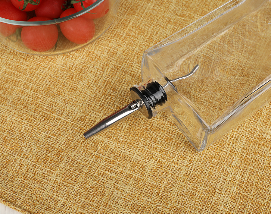 Square Glass Olive Oil Dispenser Bottle with Stainless Steel Pourer