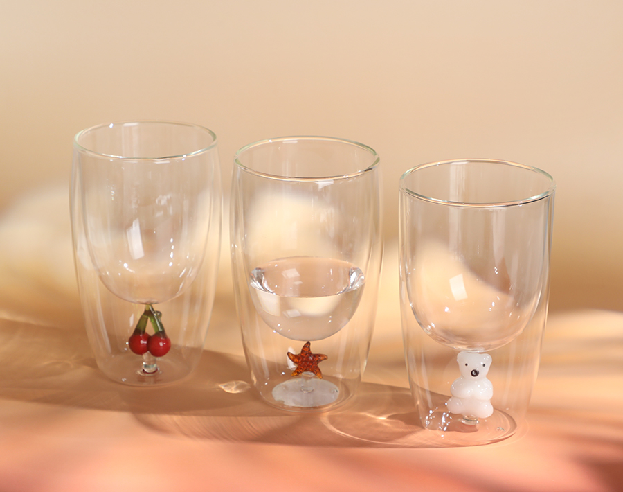 wholesale handmade double wall glass cups