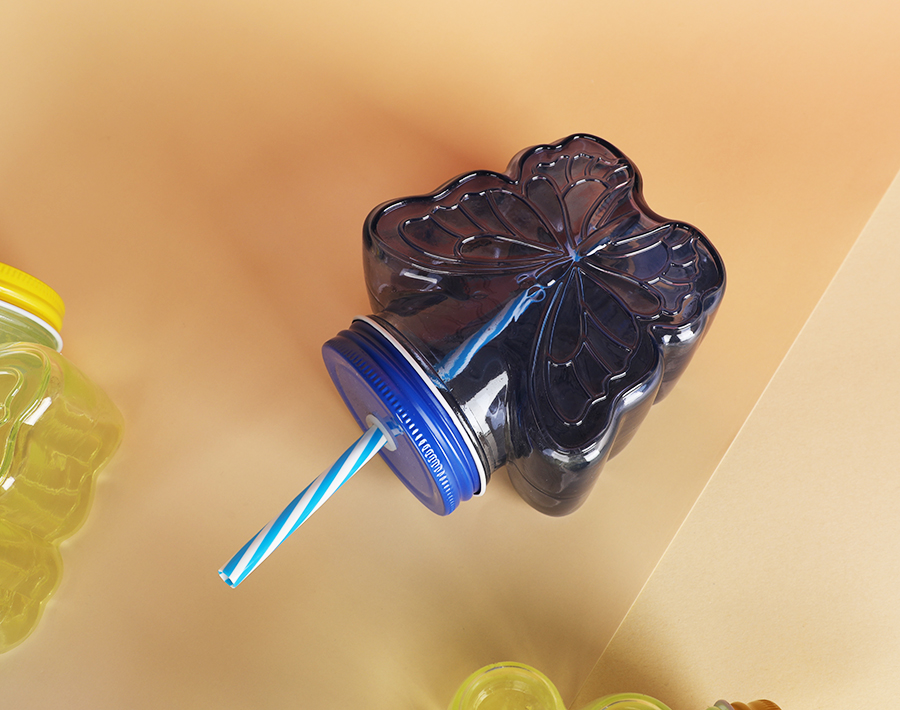 Facotry Butterfly Flower Shape Glass Jar Bottle