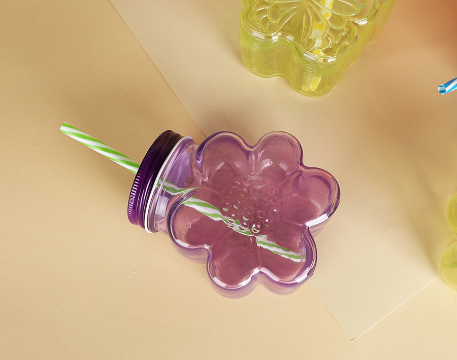 Facotry Butterfly Flower Shape Glass Jar Bottle