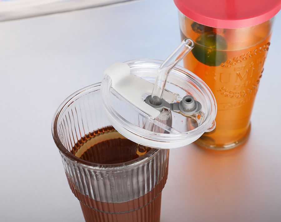 Glass Cup With Lid And Straw Drinking Tumbler For Iced Coffee And Juice