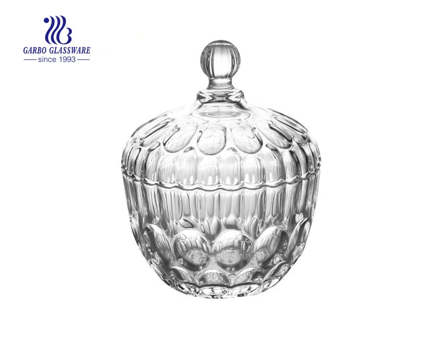 Garbo unique pumpkin shape high quality glass candy jar with lid