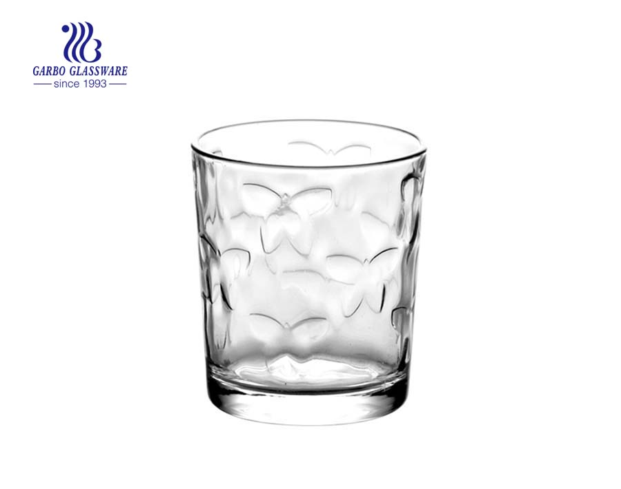 9oz butterfly design clear water drinking glass tumbler