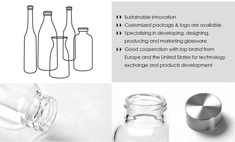 زجاجة زجاجية شفافة 1 لتر مصنوعة في الصين