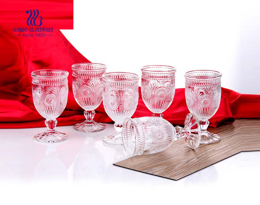 Martin Engraved Glass High Ball Goblets With Stem
