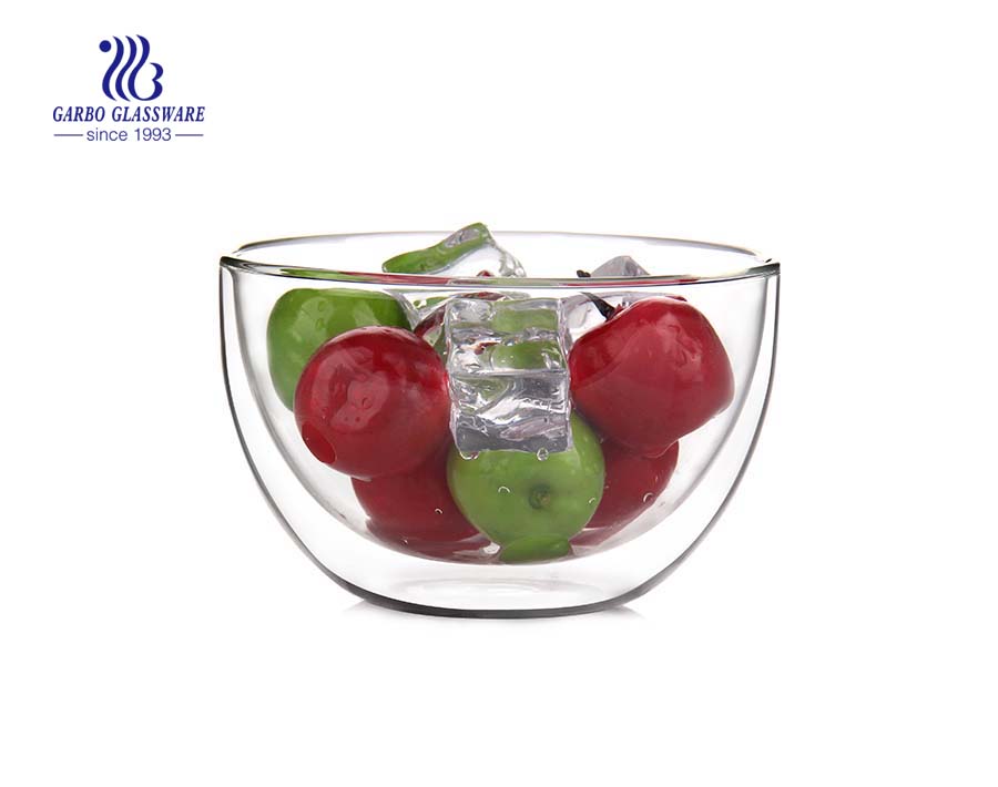 wholesale sborosilicate glassware double wall bowls