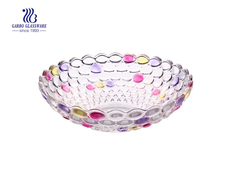 11.8'' Color Glass fruit bowl with dot design