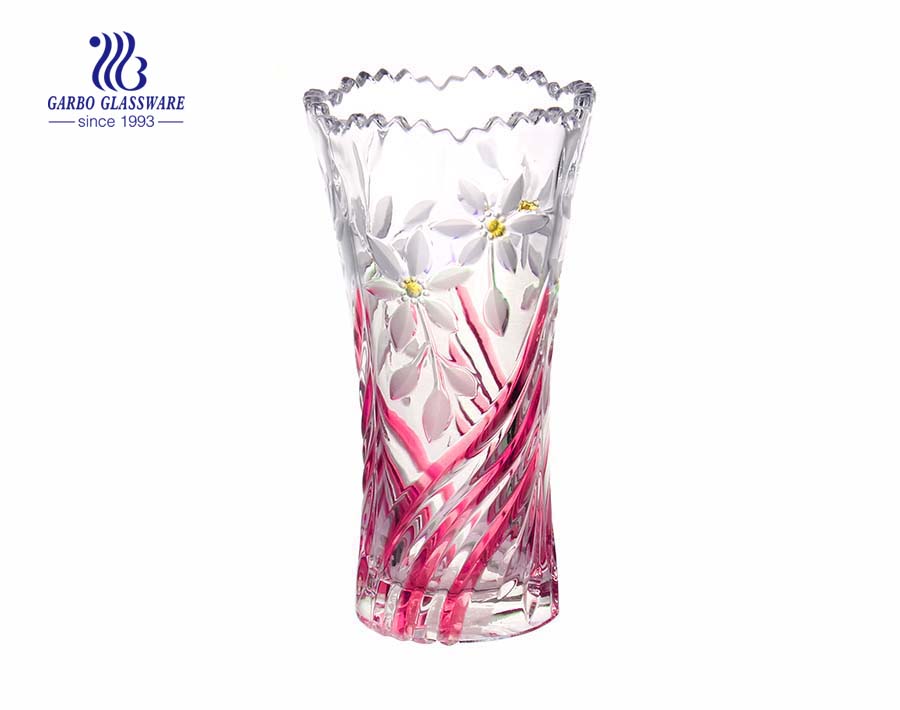 China elegante jarrón de vidrio con spray de color para la decoración