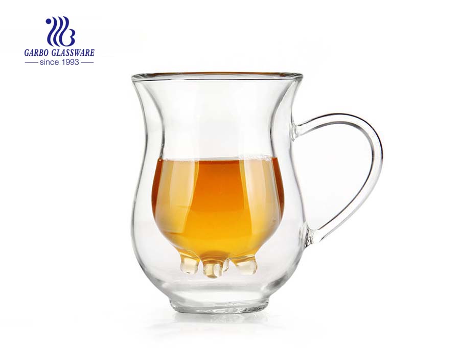 Heat-Resistant Double Glass Cup With Handle Double Wall Glass Milk Cup