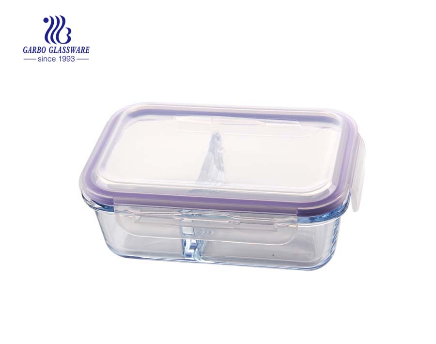 730ml pyrex glass lunchbox with divider