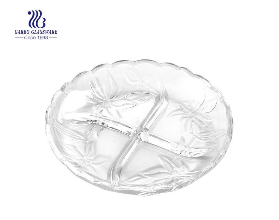 9 inch clear glass plates with beautiful flower designs