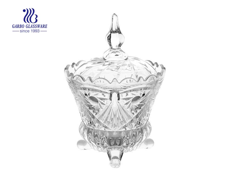 High Quality Footed Glass Candy Pot