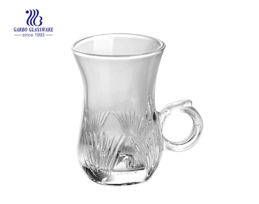 Export turkish glass tea cup with handle