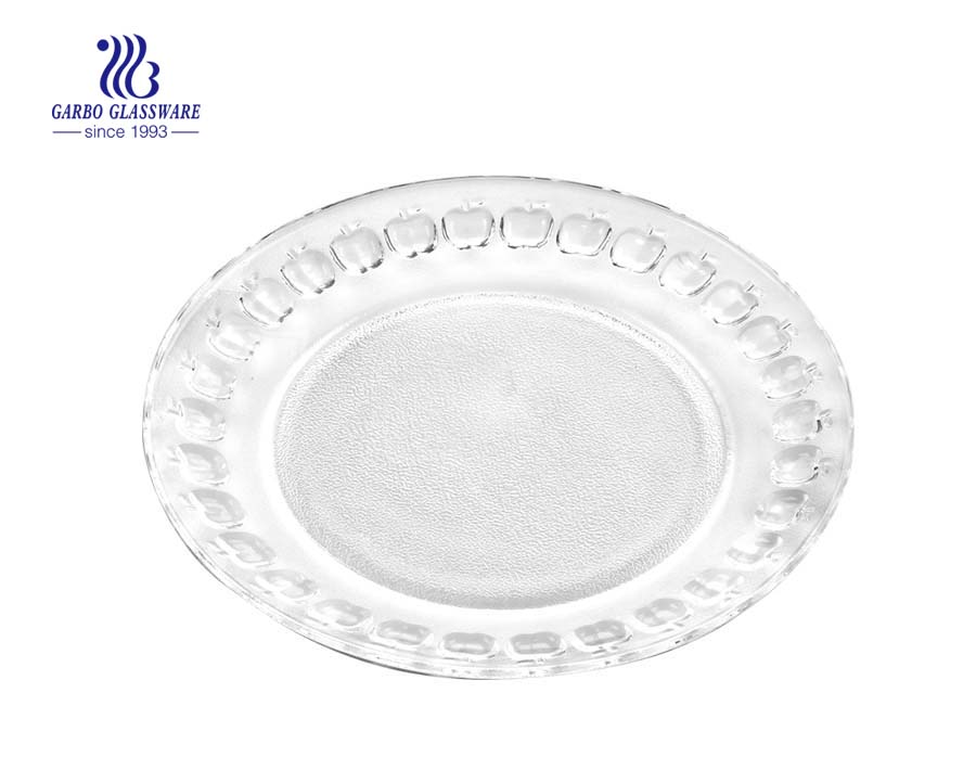 7.5-inch glass salad plates with apple designs