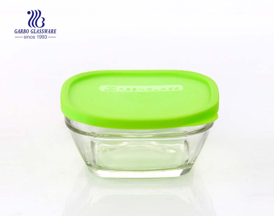 Clear 300ml square glass lunch box