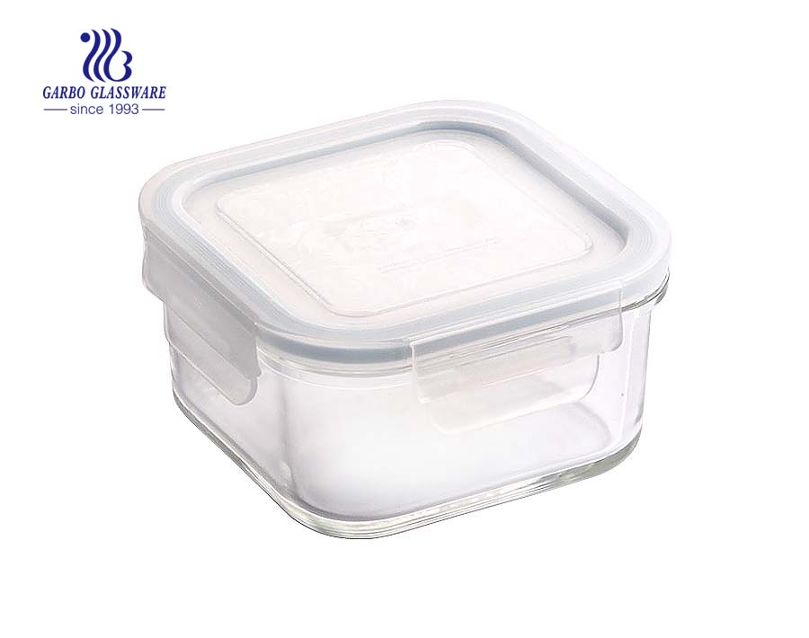 China manufacture square glass food container with sealed lid