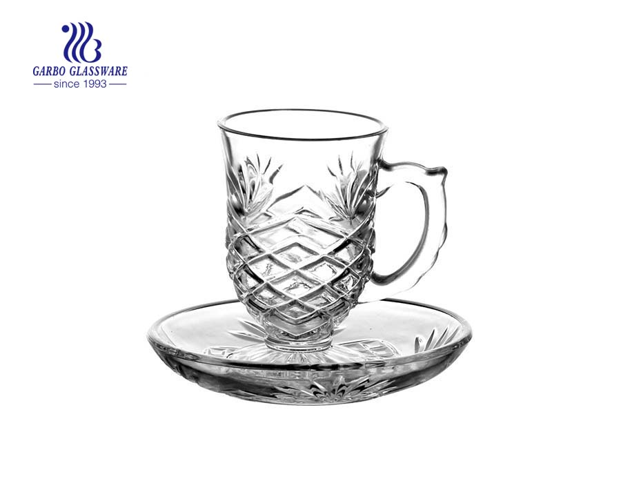 90ml glass tea set with saucer