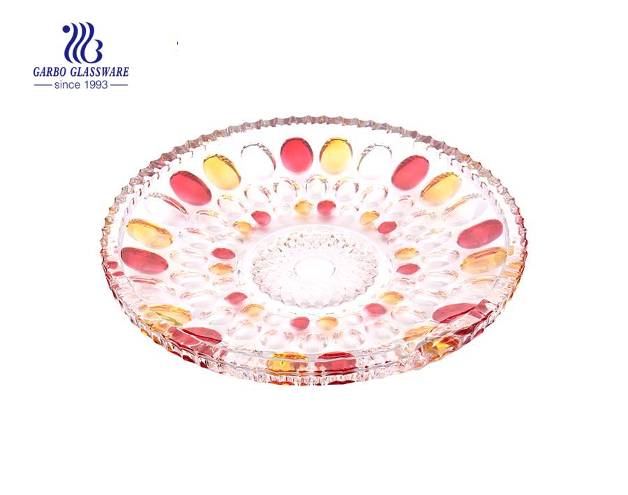 12-дюймовая стеклянная фруктовая миска с распыленной точкой дизайна
