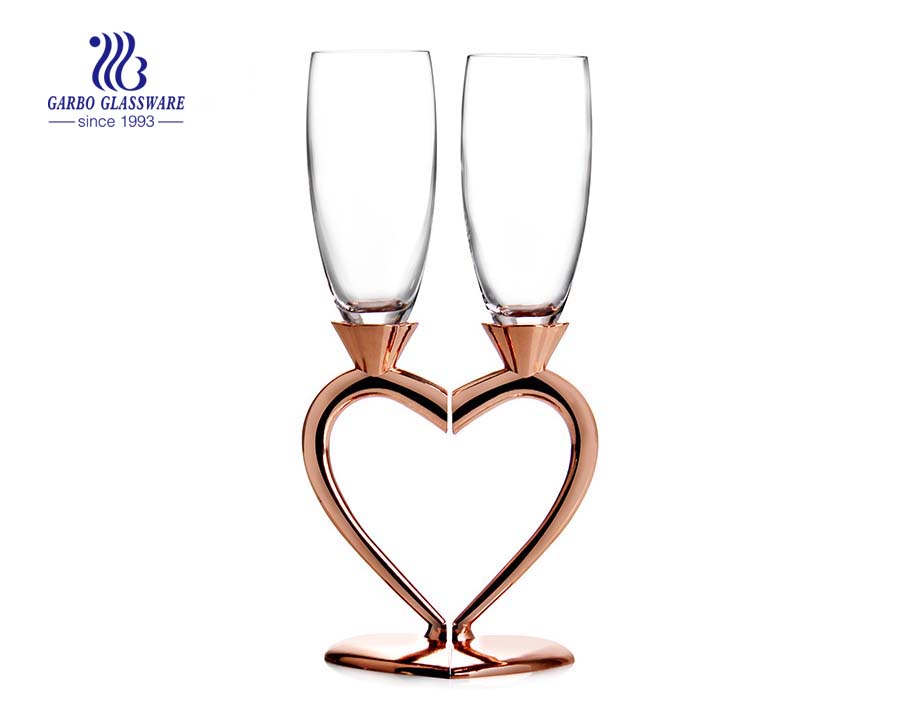 heart design double champagne flutes