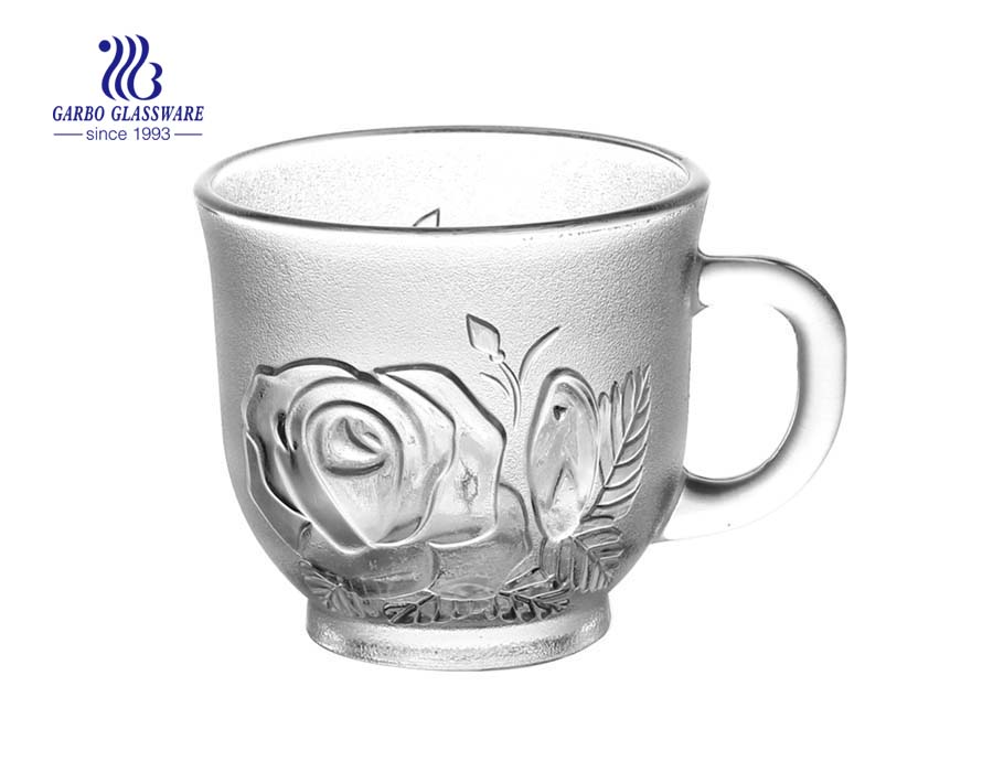 Manufacture 200ml glass tea cups with rose design