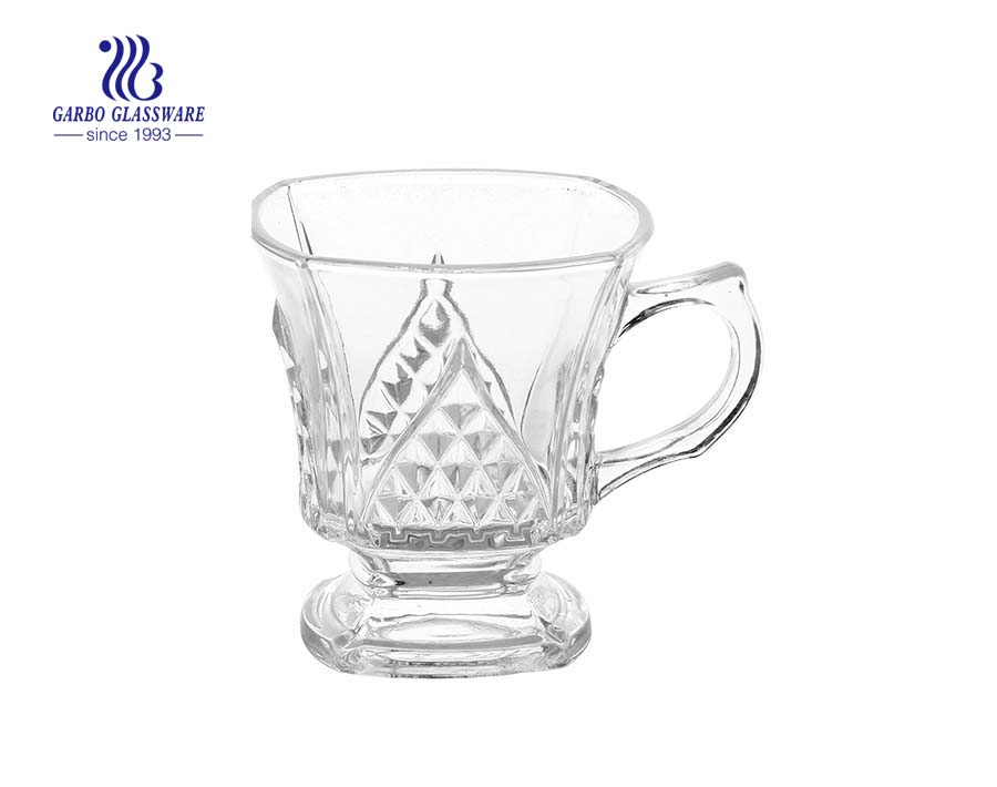 clear glass coffee mug with handle