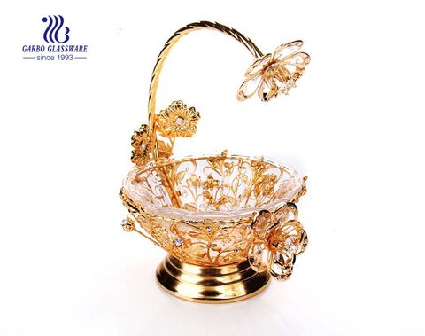 7.28'' Glass Plate with Golden Decoration