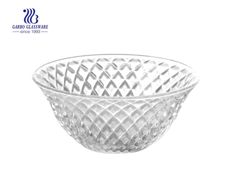 Wholesale Good Quality Overlapping Curve Round Shape Clear Glass Salad Fruit Bowl