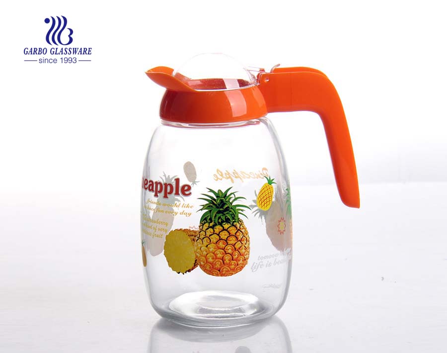 Glassware factory cheap price wholesale glass tea pot with customized color printing