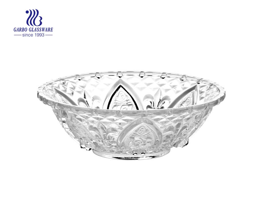 Wholesale High White Quality 7 inch Engraved Glass Salad Fruit Bowl GB1301174LH