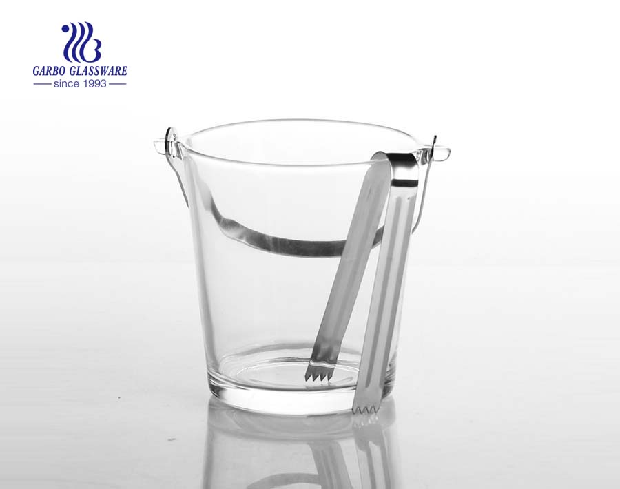 Wholesale 900ml glass ice bucket with S/S tong