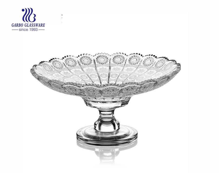 10.63'' Sunflower design of Glass Plate with stand