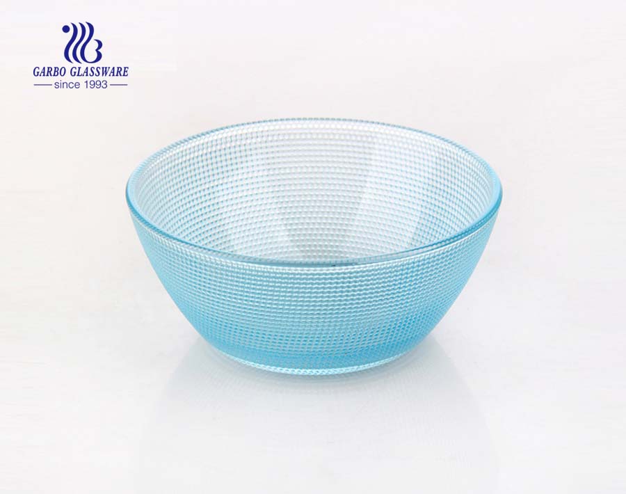 4.92 inch classical pearl design glass bowl with customized solid spray color