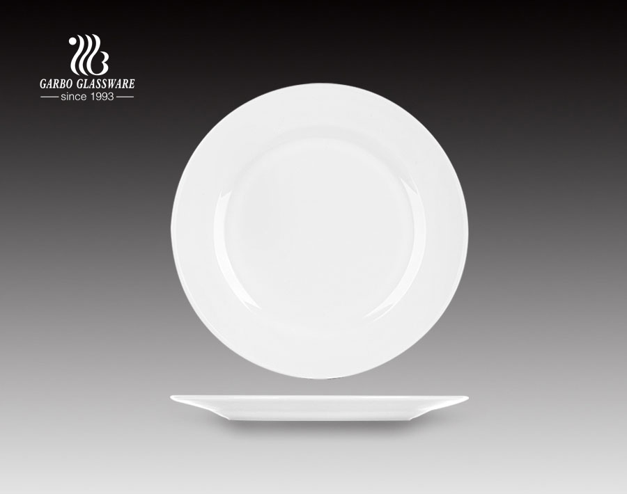 Plato de cena popular de cristal opal de diseño elegante de 10 pulgadas para restaurante