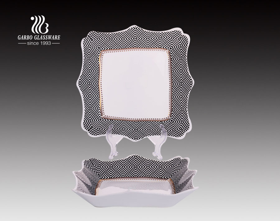 10inch square opal glass dinner plate for kitchenware