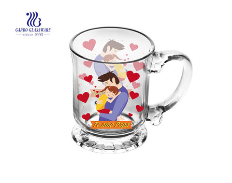 Tazas de café de vidrio de 450 ml con decoración para Feliz Navidad