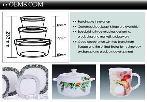 6 inch decal design tempered dinnerware customized opal glass soup bowl