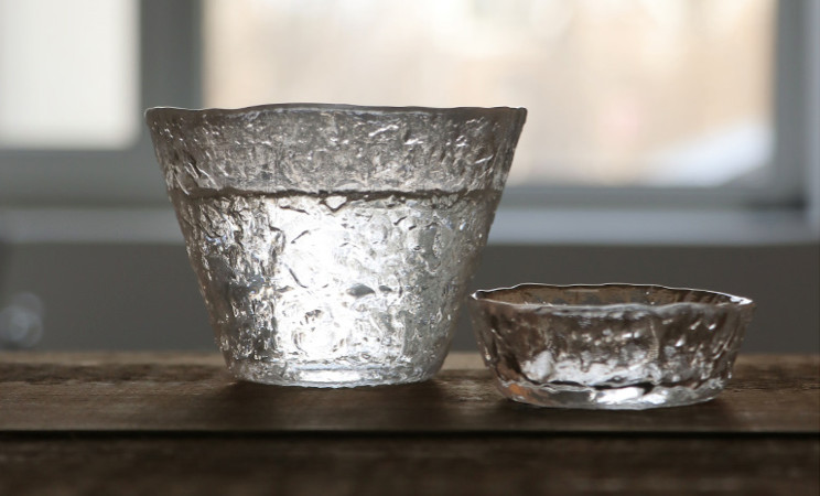 Beautiful glass cups are blown up