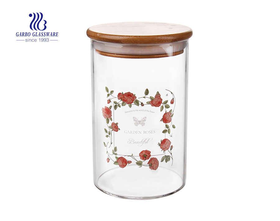 High borosilicate Glass Storage Jar with Cork Lid, 900ml Glass Cylinder Containers with Cork Lid, Glass Food Storage Jar