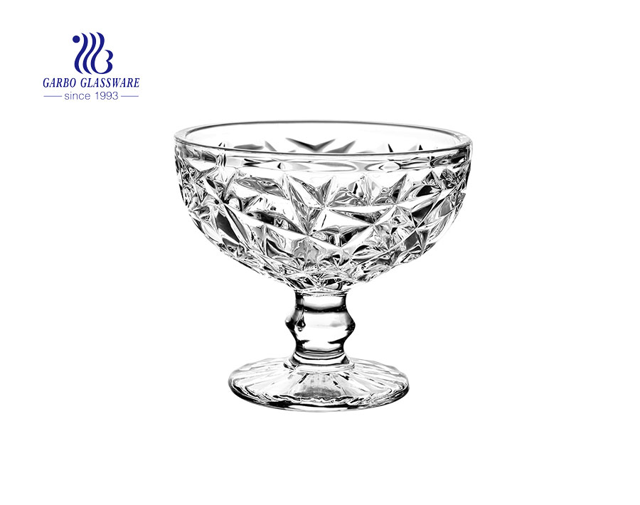 New arrival charming engraved glass sundae bowl for dessert