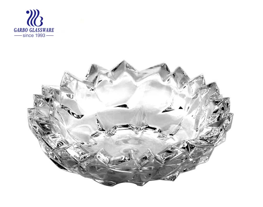 flower design round shape clear glass smoking ashtray