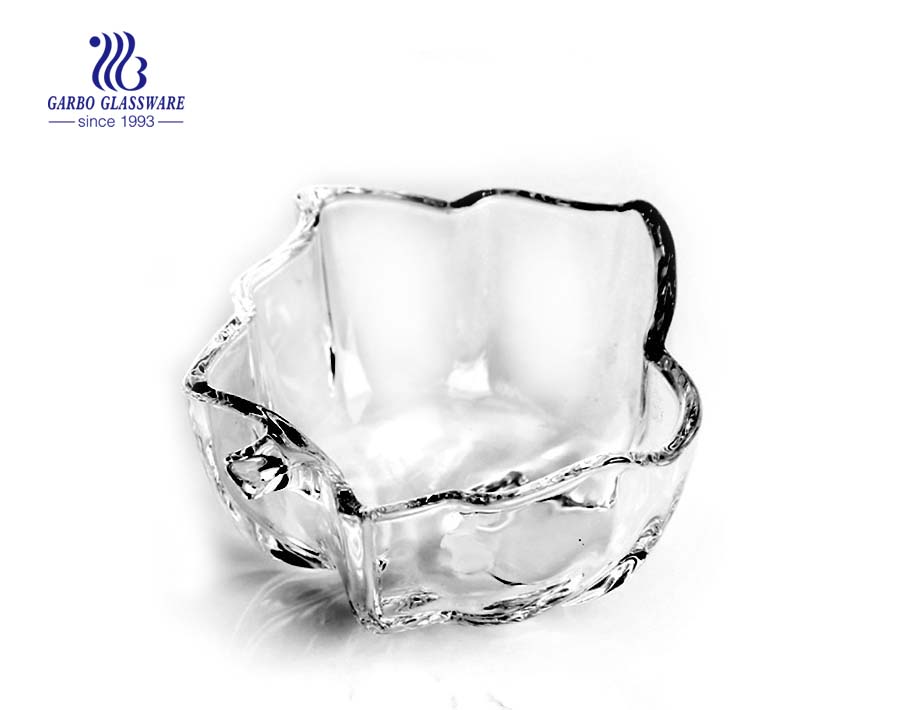 High quality transparent glass bowl with irregular shape