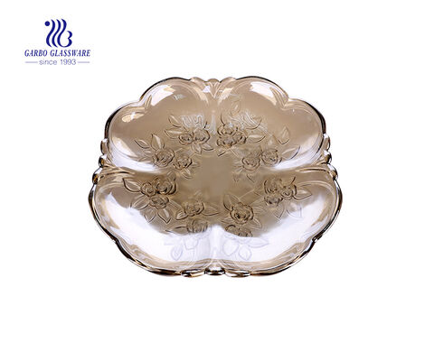 Champagne Color Painted Glass Fruit Plate