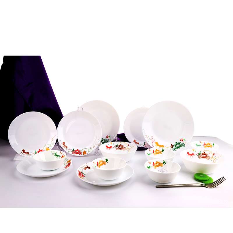 Calcomanía Decoración Square Opal Glass Dinner 14 Pcs Set