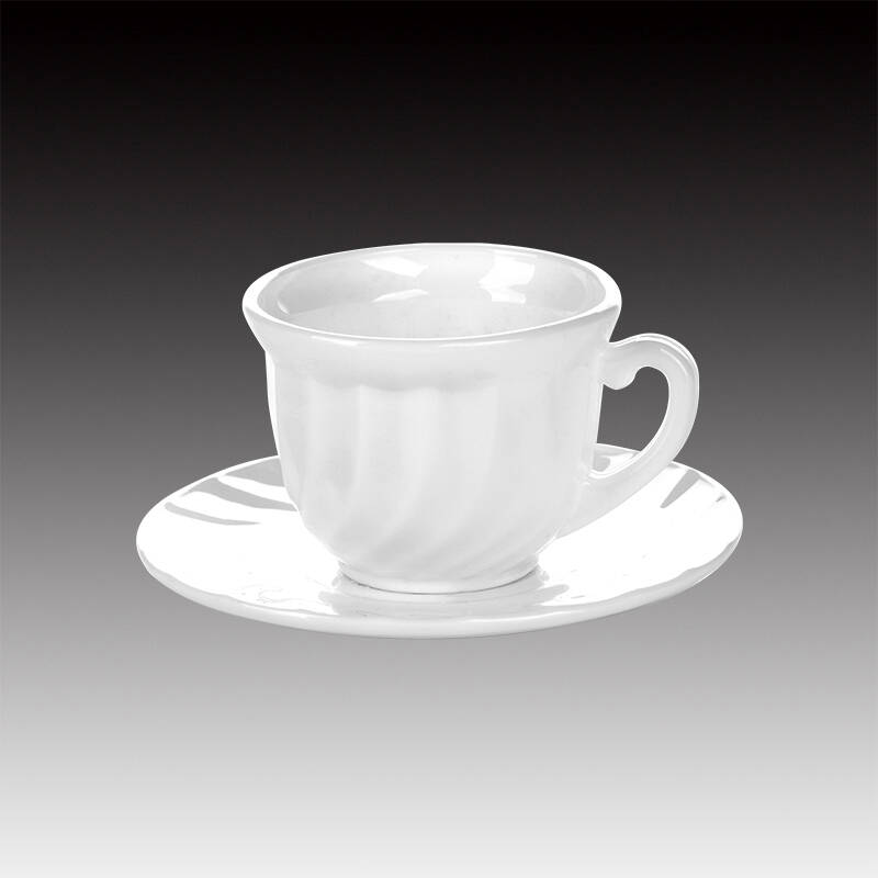 Microwave Safe Milk White Opal Glass Coffee Mug With Saucer