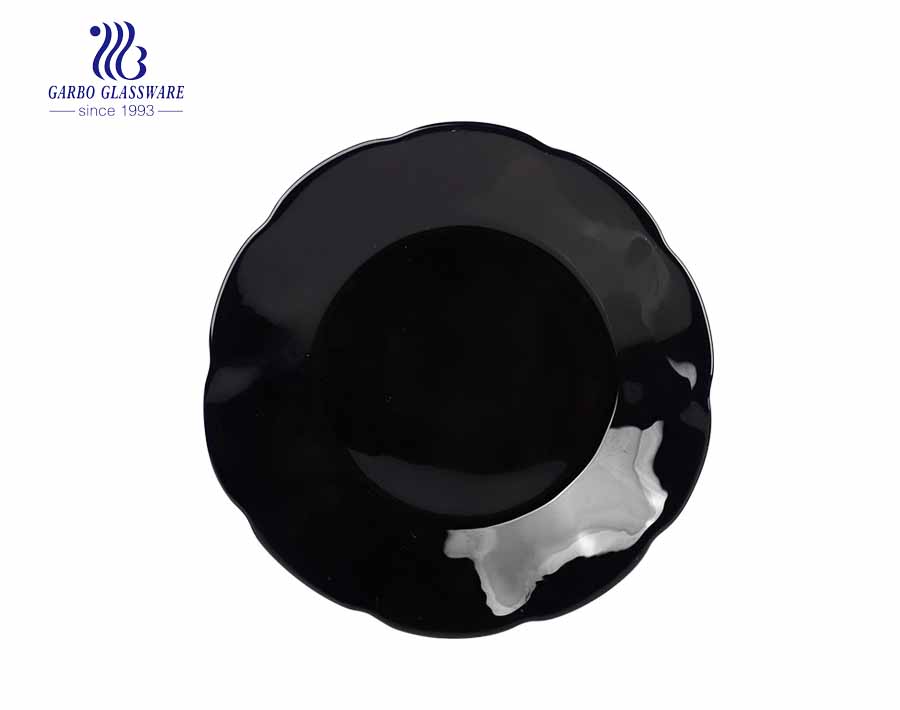 Flower Edge Round Shaped Black Opal Flat Plate