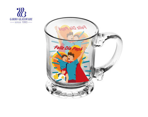 450ML glass tea mug with customized decal