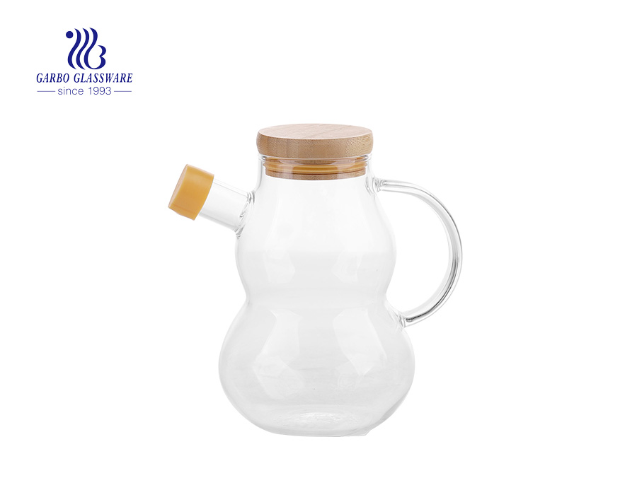 Wholesale custom hand made 10oz pyrex glass cruet with cork lid